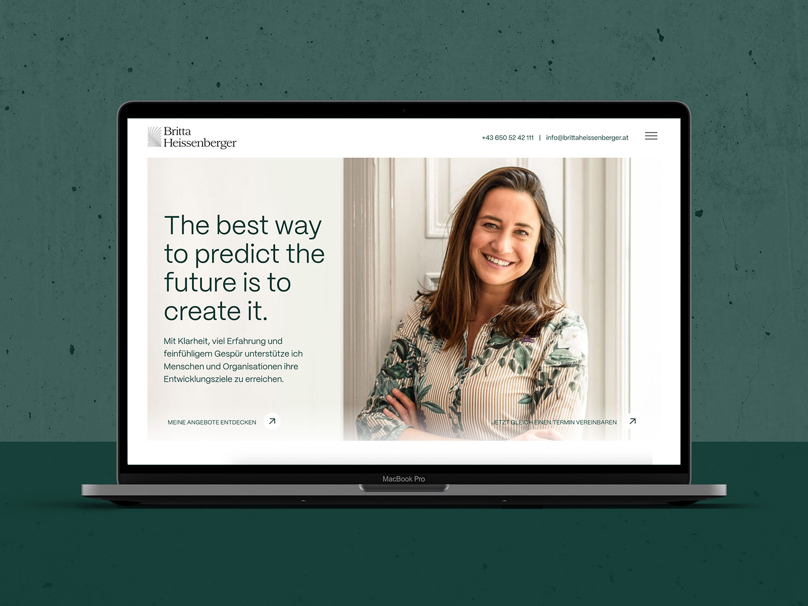 Website for Britta Heissenberger on a laptop