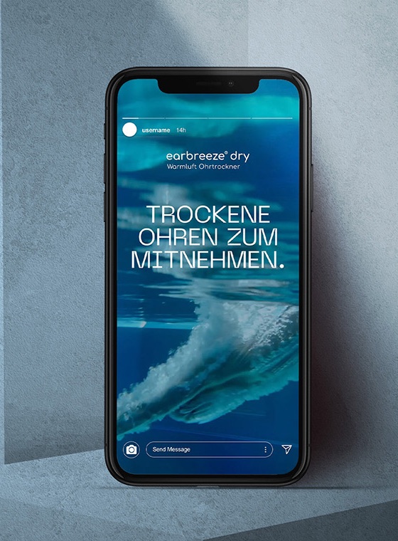 earbreeze social media story on a smartphone