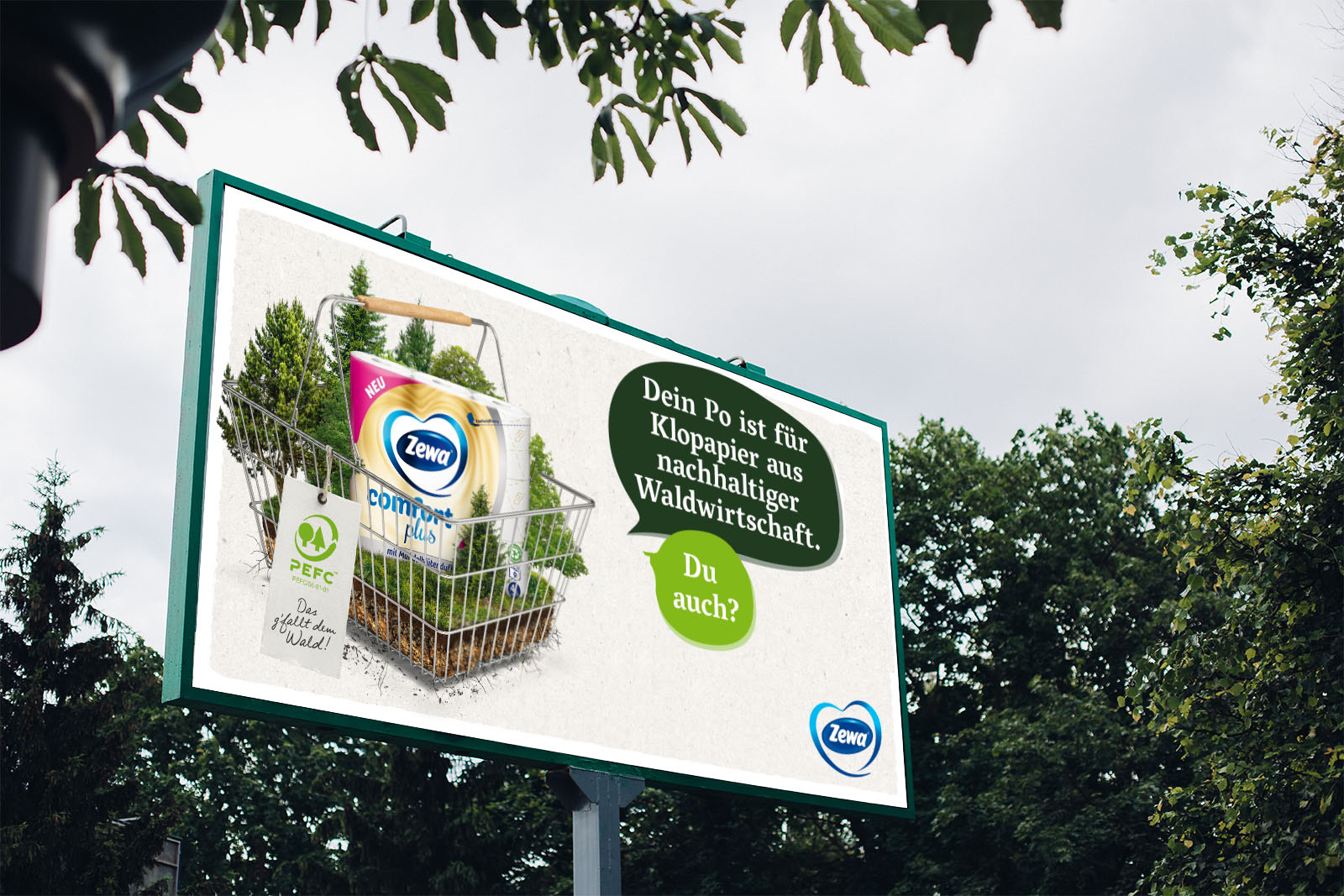 PEFC billboard surrounded by trees