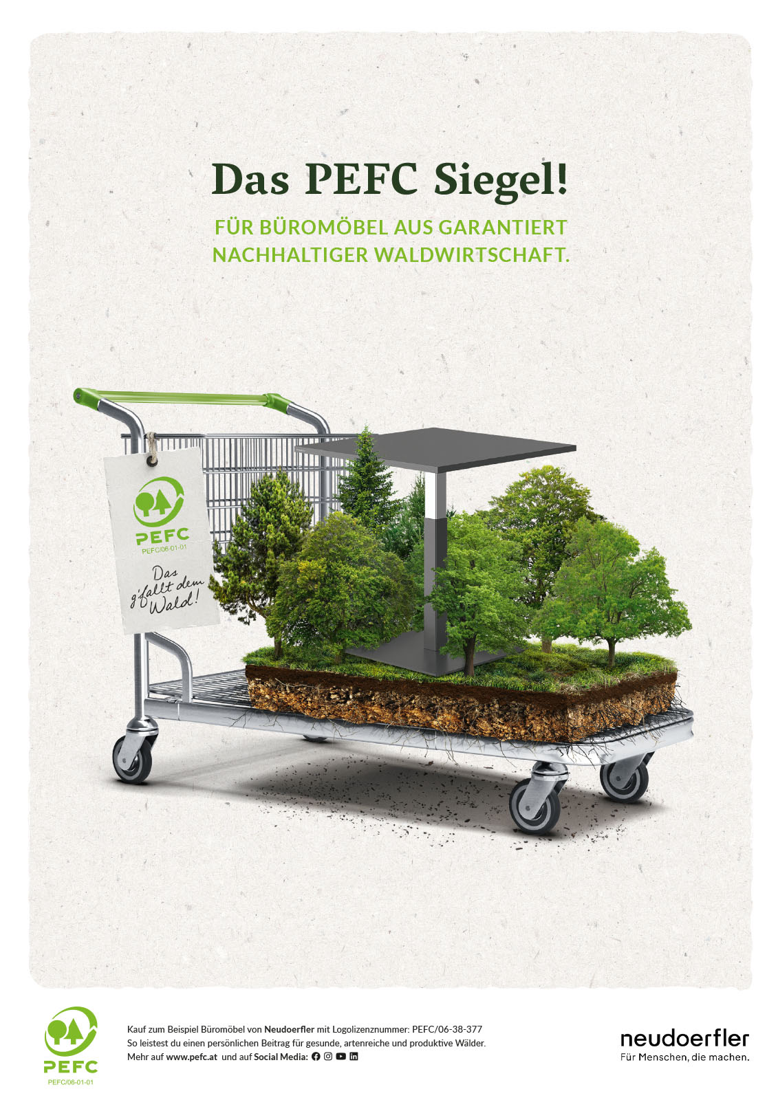 PEFC campaign visual with Neudoerfler product